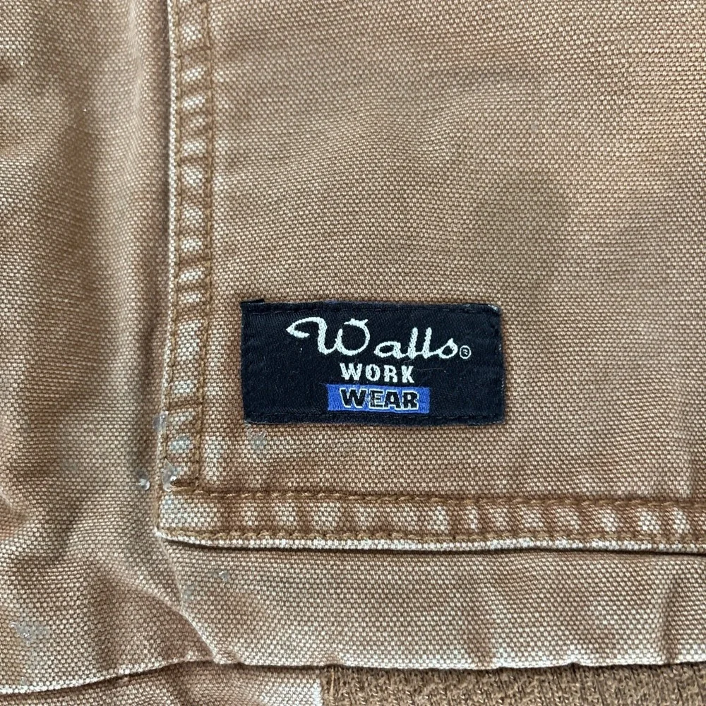 Vtg Walls Work Wear Jacket Men‎ 2XL Brown Duck Canvas Fleece Lined Hooded Grunge